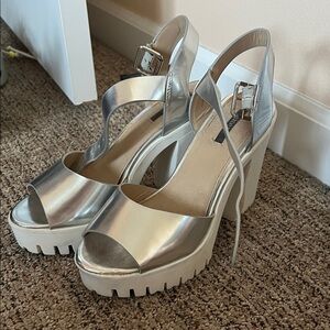 Forever 21 Silver Platform Sandals